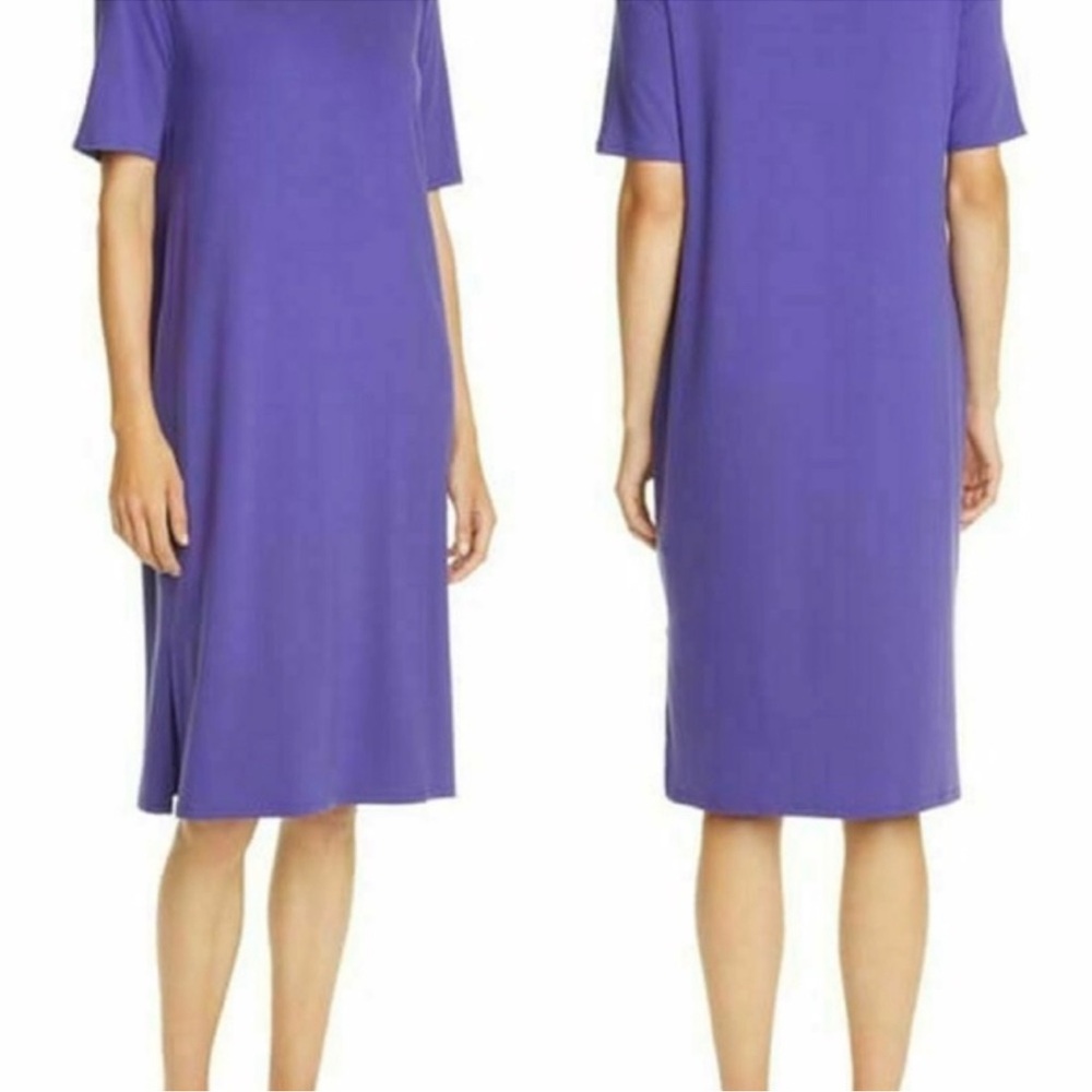 Eileen Fisher Purple Short Sleeve Midi Dress